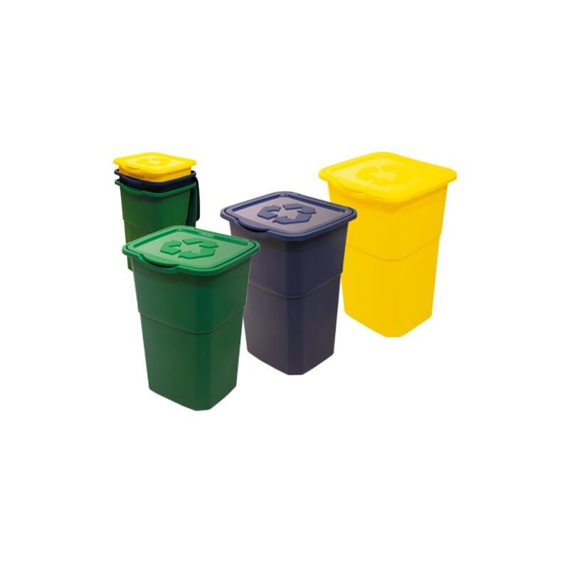 Pattumiera raccolta differenziata set 3pz verde-bianco-giallo