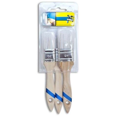 Set di 3 pennelli con manico in legno dalle eleganti tonalità marrone e blu