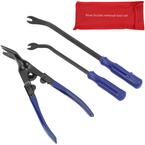 Set di 3 pinze leggere per la rimozione di rivetti e fibbie, ideali per riparazioni auto, con custodia in tessuto Oxford - Blu