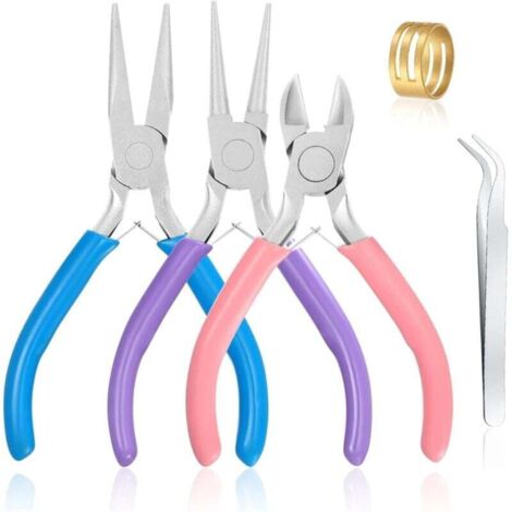 Set di 3 pinze per gioielli: pinze a becchi lunghi, pinze a becchi tondi e tronchesi per la creazione, la riparazione e l'artigianato di gioielli