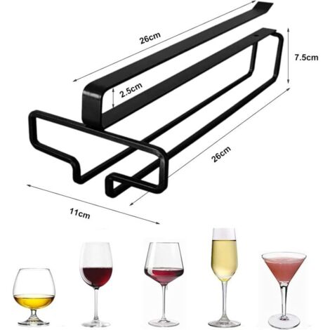 Set di 3 portabicchieri da vino da appendere, portabicchieri da vino da sottopensile, porta calici da appendere, gancio in metallo per bicchieri