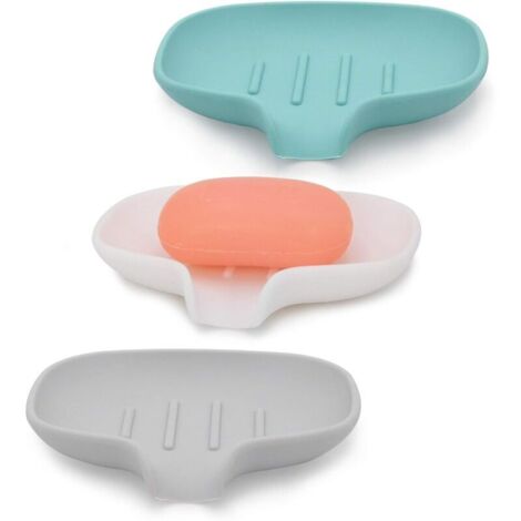 Set di 3 portasapone in silicone (con scolapiatti), porta sapone per doccia/bagno, 15 x 12 x 1,5 cm, mantiene il sapone asciutto, facile da pulire