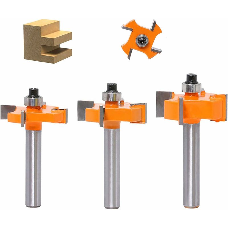 Set di 3 punte per fresa a forma di T con 4 sfere