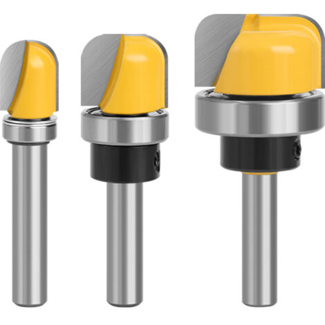 Set di 3 punte per fresa a punta tonda con gambo da 8 mm, modello per ciotole e vassoi, utensili per la lavorazione del legno, 1/2 pollice, 3/4 pollice, 1-1/8 pollice