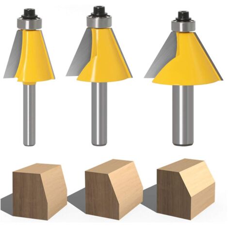 Set di 3 punte per fresatura con gambo da 8 mm, punte per fresatura con smusso da 15 gradi, 22,5 gradi, 30 gradi, coltello per fresatura del legno