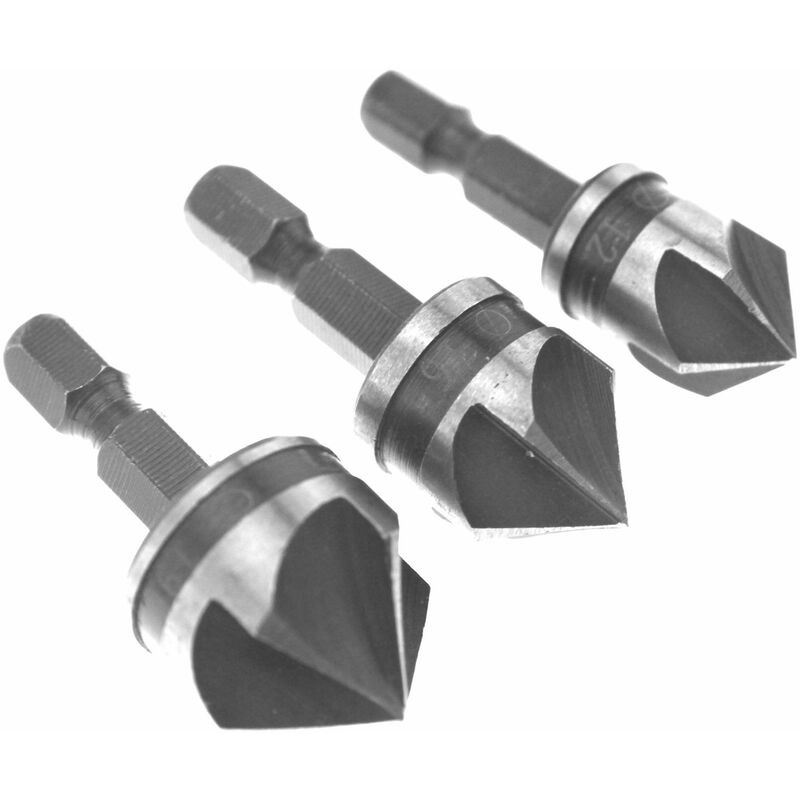 Image of Set di 3 punte per svasatura conica per legno, 12 mm, 16 mm, 19 mm, per legno e metallo