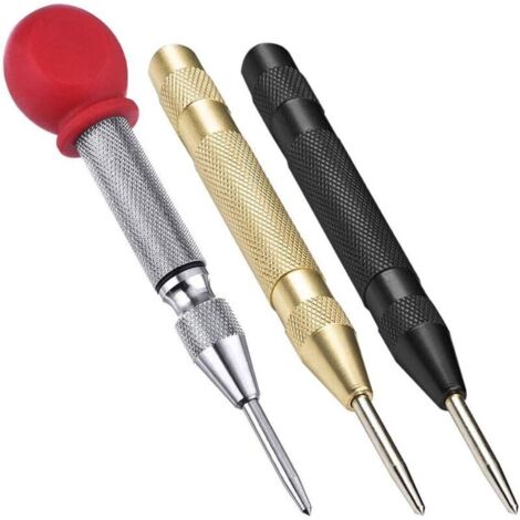 Set di 3 punzoni automatici a molla con manici cromati antiscivolo e regolabili.
