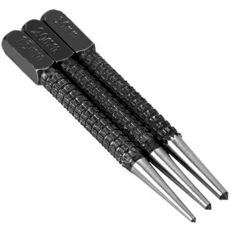 Set di 3 punzoni centrali in acciaio ad alto tenore di carbonio (1,5 mm-3 mm)