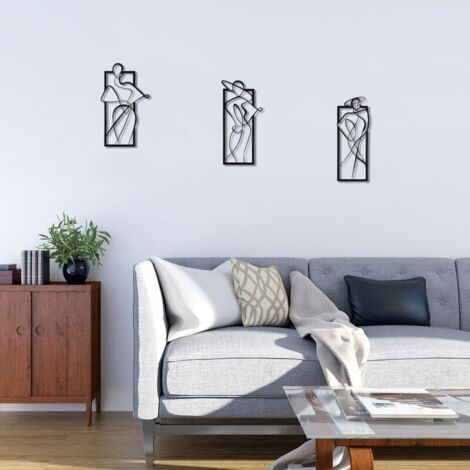 Set di 3 quadri in metallo da parete per donna, quadri in metallo da parete per donna, quadri in metallo astratti femminili, quadri in metallo minimalisti da parete per camera da letto, neri