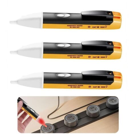 Set di 3 rilevatori di tensione senza contatto, penne per test elettrici, sonde di potenza e rilevatori di interruzione del filo