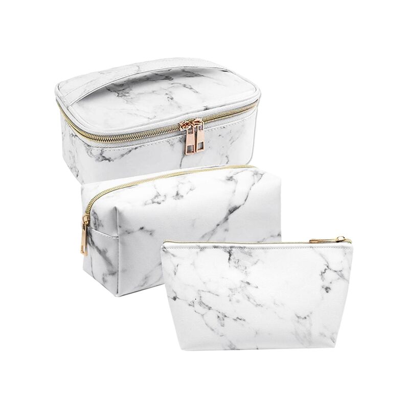 Set di 3 sacchetti per trucco in marmo Set di