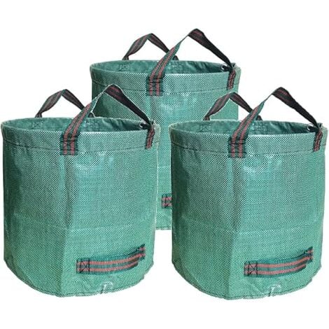 L&H-CFCAHL Set di 3 sacchi per rifiuti da giardino XXL da 500 litri e 50 kg, sacchi per rifiuti da giardino extra resistenti con manici rinforzati, sacchi da giardino grandi, riutilizzabili e durevoli