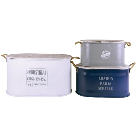Set di 3 Scatole in Metallo Piccole Serie MALEN