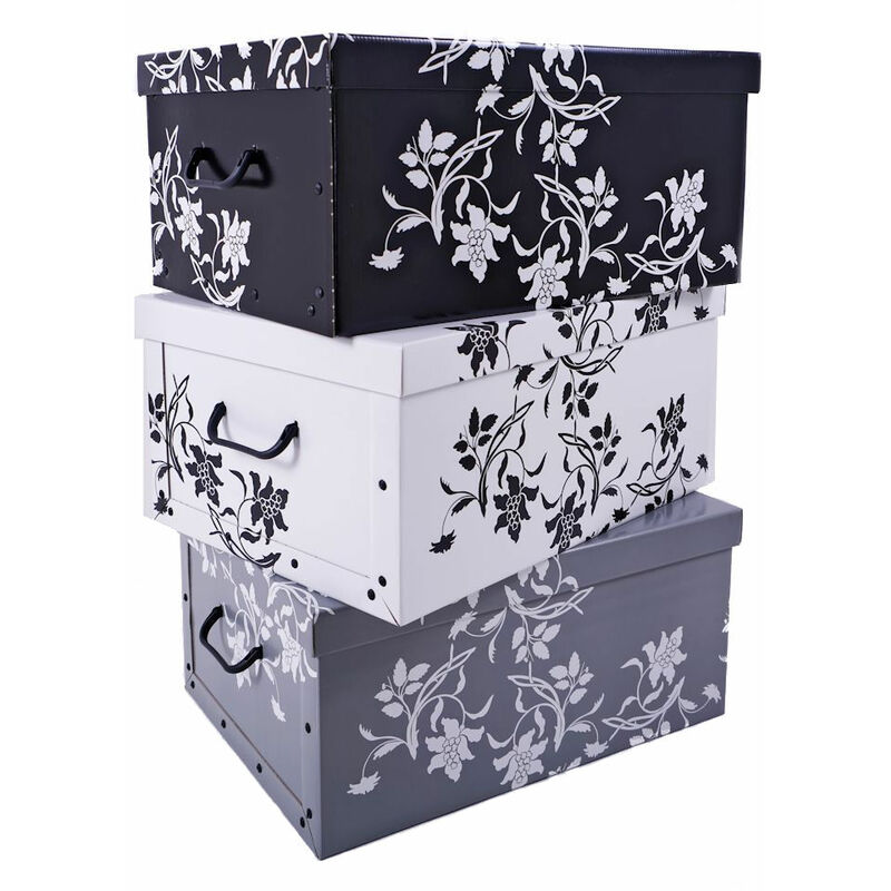 Image of Spetebo - Set di 3 scatole portaoggetti circa 51 x 37 cm - motivo: motivo floreale - scatola regalo impilabile