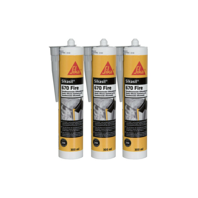 Set di 3 sigillanti antincendio per giunti Sika Sika sil 670 Fire - Grigio - 300ml - Gris