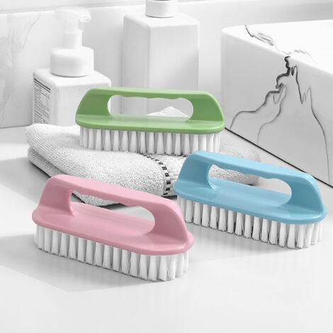 Set di 3 spazzole multifunzionali per la pulizia manuale di vestiti, tappeti e biancheria, con setole morbide e resistenti in plastica.