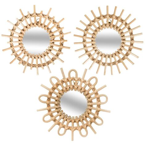Set di 3 specchi in rattan soleil d28cm - Atmosphera créateur d'intérieur