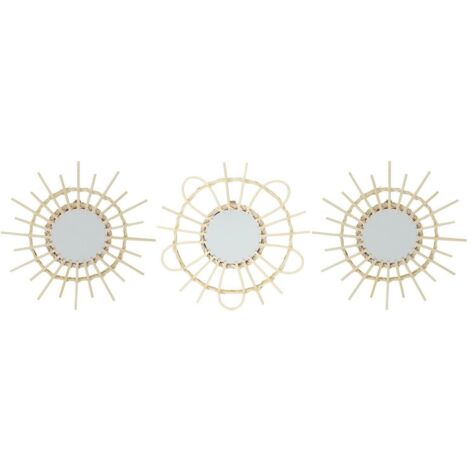 SET DI 3 SPECCHI Lipsi in rattan NATURALE 28 cm