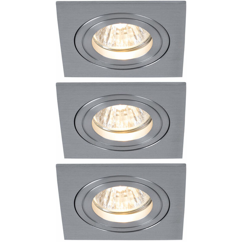 Image of Paulmann - Set di 3 faretti da incasso a soffitto in alluminio spazzolato illuminazione soggiorno orientabile 925.21