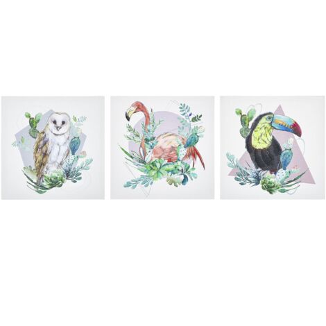 Set di 3 stampe d'arte su tela multicolore senza cornice in poliestere 30 x 30 cm Menaka