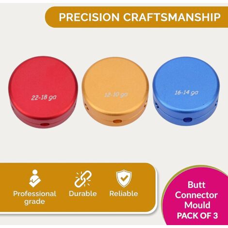 Set di 3 stampi per connettori di testa in metallo, doppia cavità, resistenti alle intemperie, riutilizzabili per cavi 12-10 AWG, 16-14 AWG, 22-18 AWG