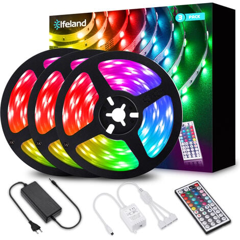 Striscia LED 5 m Illuminazione RGB multicolore 12V 5050 Strisce con  Telecomando 44 Tasti