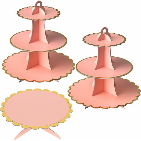 feste per compleanni baby shower Confezione da 3 pirottini in cartone rosa per cupcake a 3 ripiani 