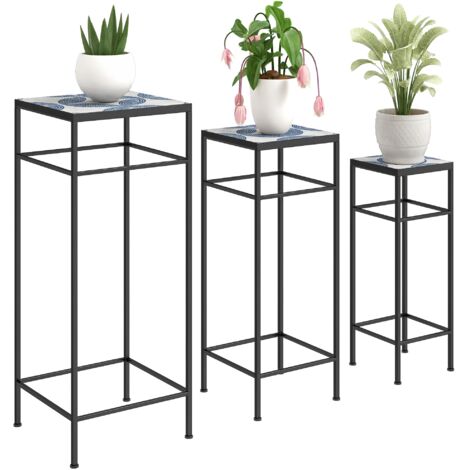 Set di 3 supporti per piante, 3 cornici di diverse dimensioni per esporre fiori e altri oggetti, blu + bianco