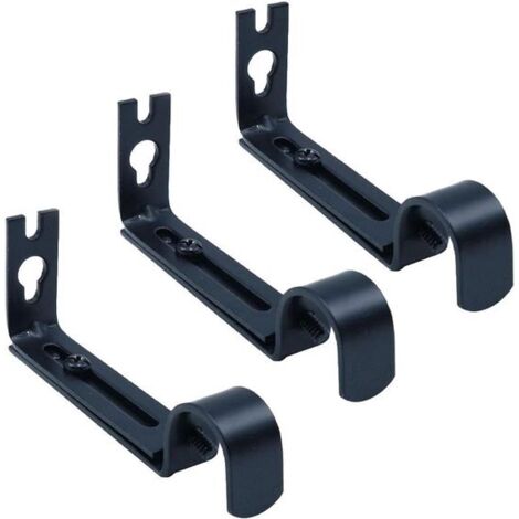 Set di 3 supporti regolabili per asta per tende in nichel satinato (nero)
