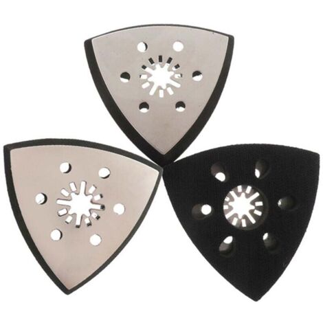 Set di 3 tamponi abrasivi triangolari con 6 fori, 93 mm, accessori per tamponi abrasivi triangolari per legno, plastica dura, metalli, levigatura o lucidatura