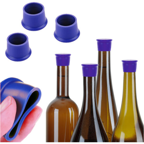 Set di 3 tappi per bottiglie in silicone BLU