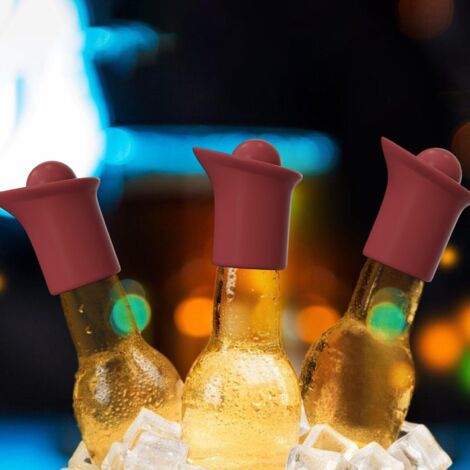 FD Set Da 3 Tappi Per Bottiglie In Silicone Alimentare - Sigillanti Riutilizzabili Per Vino, Champagne E Olio (6x3,5 Cm, Colorati)