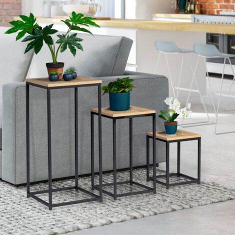 Tavolino Basso 4 In 1 Componibile - Sovrapponibile, Design Modulare Rovere/Nero Per Salotto - Foto 6