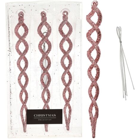 Set di 3 unità decorative da appendere a spirale rosa brillante