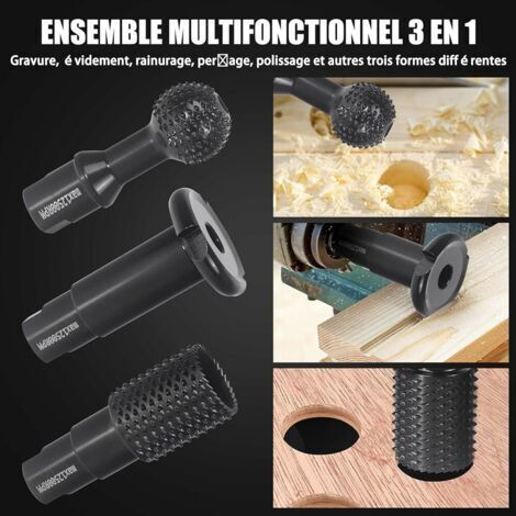 Set di 3 utensili da taglio per legno CCYKXA - Dischi abrasivi rotanti per intaglio del legno, sgorbie e scalpelli per smerigliatrici angolari da 115/125 mm - Utensili da taglio, utensili per la lavor
