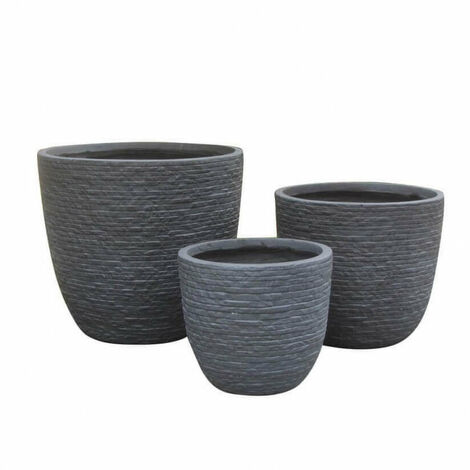 Set di 3 vasi Ciclamino in Fibra di argilla Grigio