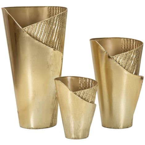 Set di 3 vasi Jequitinhonha, Complemento d'arredo, Anfora, Accessorio d'arredo, 39x42 h75 cm, Oro
