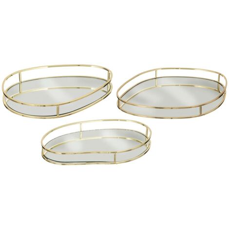 Set di 3 vassoi in metallo l23,5 27 30cm dorati - Atmosphera créateur d'intérieur