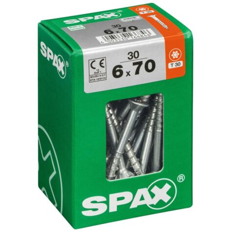 Set di 30 viti SPAX Torx in acciaio a testa svasata, Diam.6 mm x L.70 mm SPAX