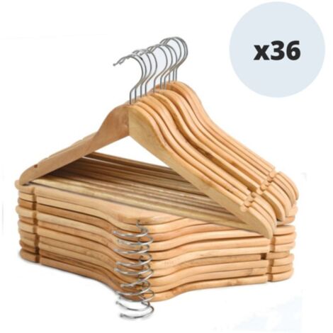Set di 36 grucce in legno con teste girevoli in metallo cromato MSV