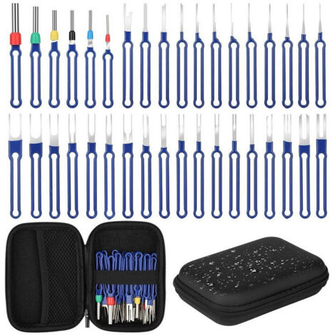 Set di 36 utensili per la rimozione dei terminali delle auto, perno di rimozione per contatti rotondi e piatti, kit di utensili per la rimozione dei terminali per la maggior parte dei connettori (con 