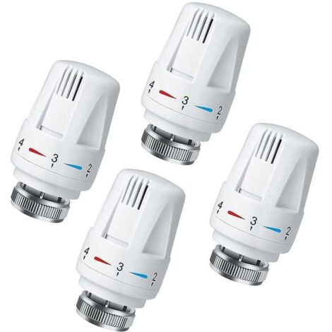 Set di 4 accessori per valvola termostatica con testa termostatica collegata, testa termostatica per radiatore, testa sostitutiva per valvola termostatica per termostato M30 x 1,5 bianco