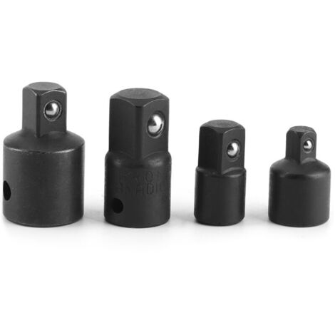 Set di 4 adattatori e riduttori per chiavi a cricchetto da 1/4", 3/8" e 1/2". Kit di conversione per adattatore per chiave elettrica (nero).