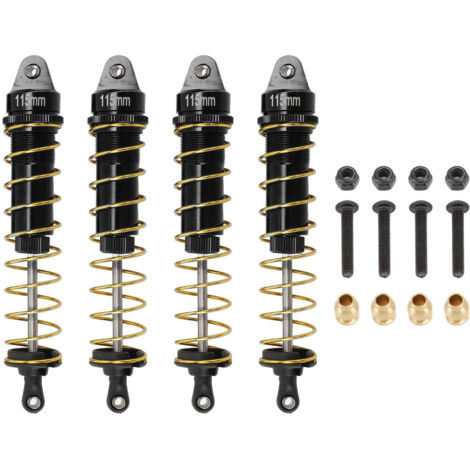 Set di 4 ammortizzatori in lega di alluminio da 115 mm per autocarri cingolati RC 1/10 (neri).