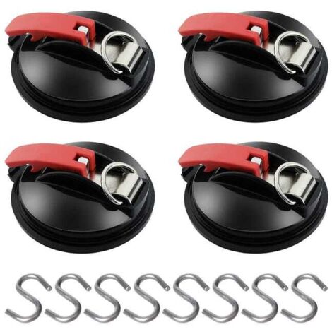 Set di 4 ancoraggi a ventosa con gancio di fissaggio e 8 ganci a S, da utilizzare come fissaggi a ventosa per tende da sole laterali.