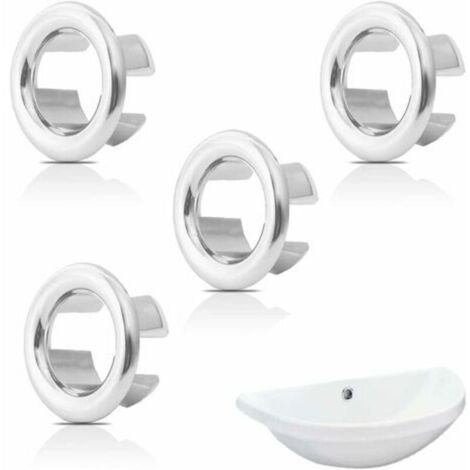 Set di 4 anelli di troppo pieno per lavabo, finitura per lavabo con foro rotondo, anello di troppo pieno per lavabo, copertura per troppo pieno, tappo di troppo pieno per lavabo