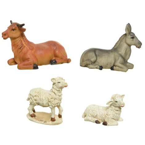 Set di 4 animali per presepe, altezza 3,7 cm
