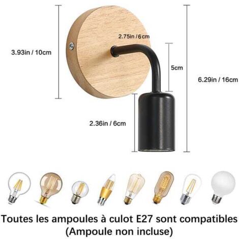 Set di 4 applique da parete in metallo, luci da parete industriali per interni, lampadina non inclusa, luce vintage E27 per soggiorno, corridoio, nero