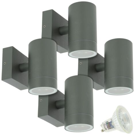 Set di 4 applique VENICE da esterno grigio antracite monofascio con 4 lampadine LED GU10 5W  Température de Couleur: Bianco neutro 4000K