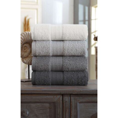 Set di 4 asciugamani da mano - 50 x 85 cm - Grigio